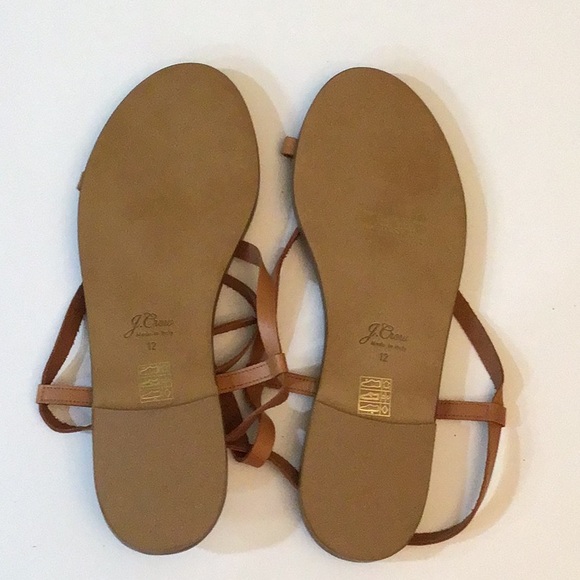 J. Crew Vachetta Brown Tan 100% Leather Buckle Strappy Flat Sandal Size … - Picture 4 of 7